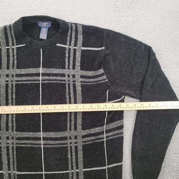 Dockers Sweater Mens Large Black Plaid wool Vintage Long Sleeve Grandpacore - Picture 10 of 12